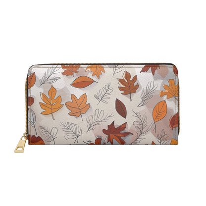 Women's Toffee  Vegan Wallet - Autumn Leaf Zippered Wallet