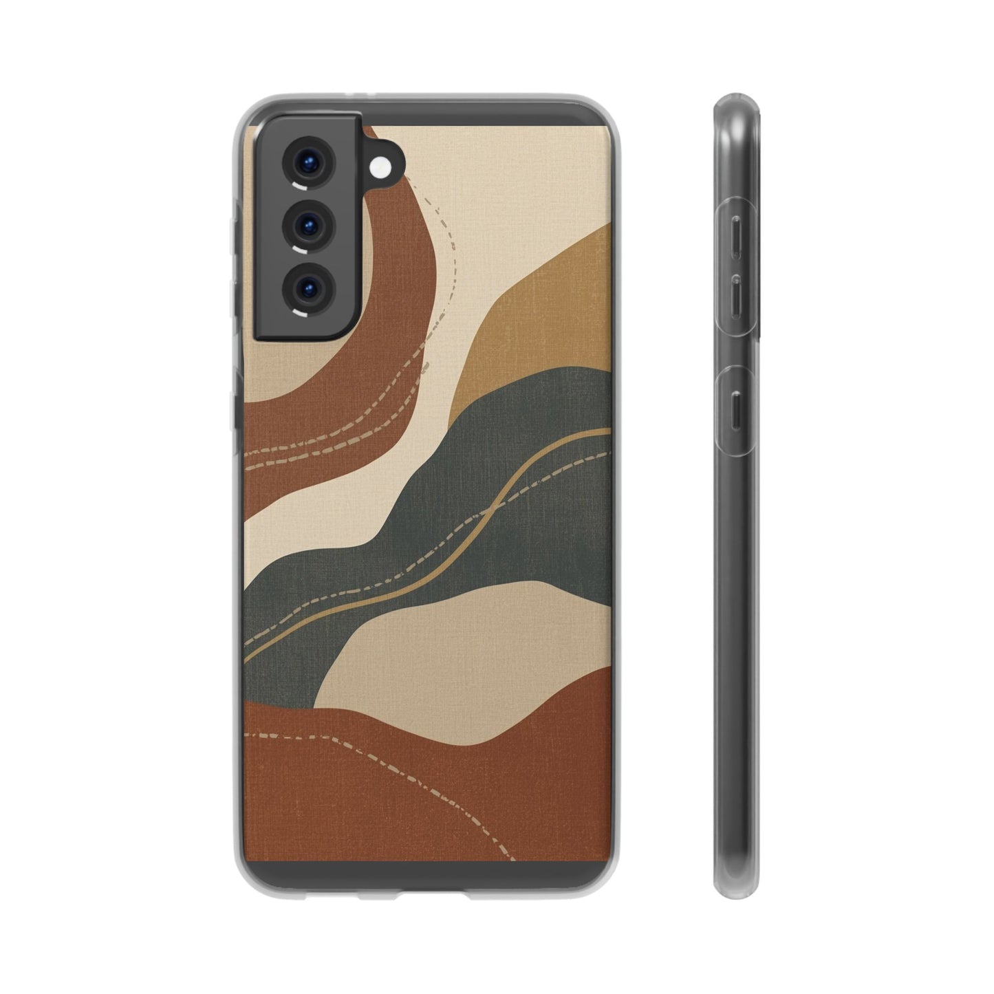Abstract Earth Tone Phone Case — Boho Wavy Flexi Case