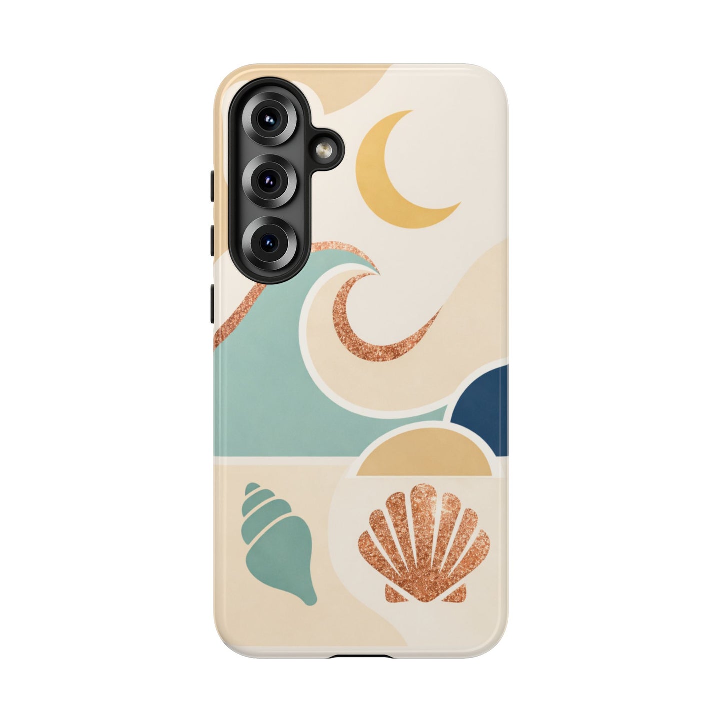 Sea Breeze Tough Phone Case — Retro Waves & Shells Design