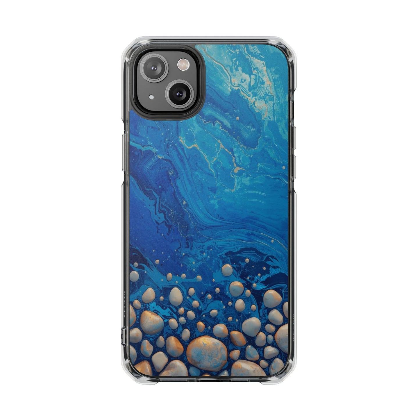 Clear Magnetic Phone Case — Blue Ocean Pebble Design