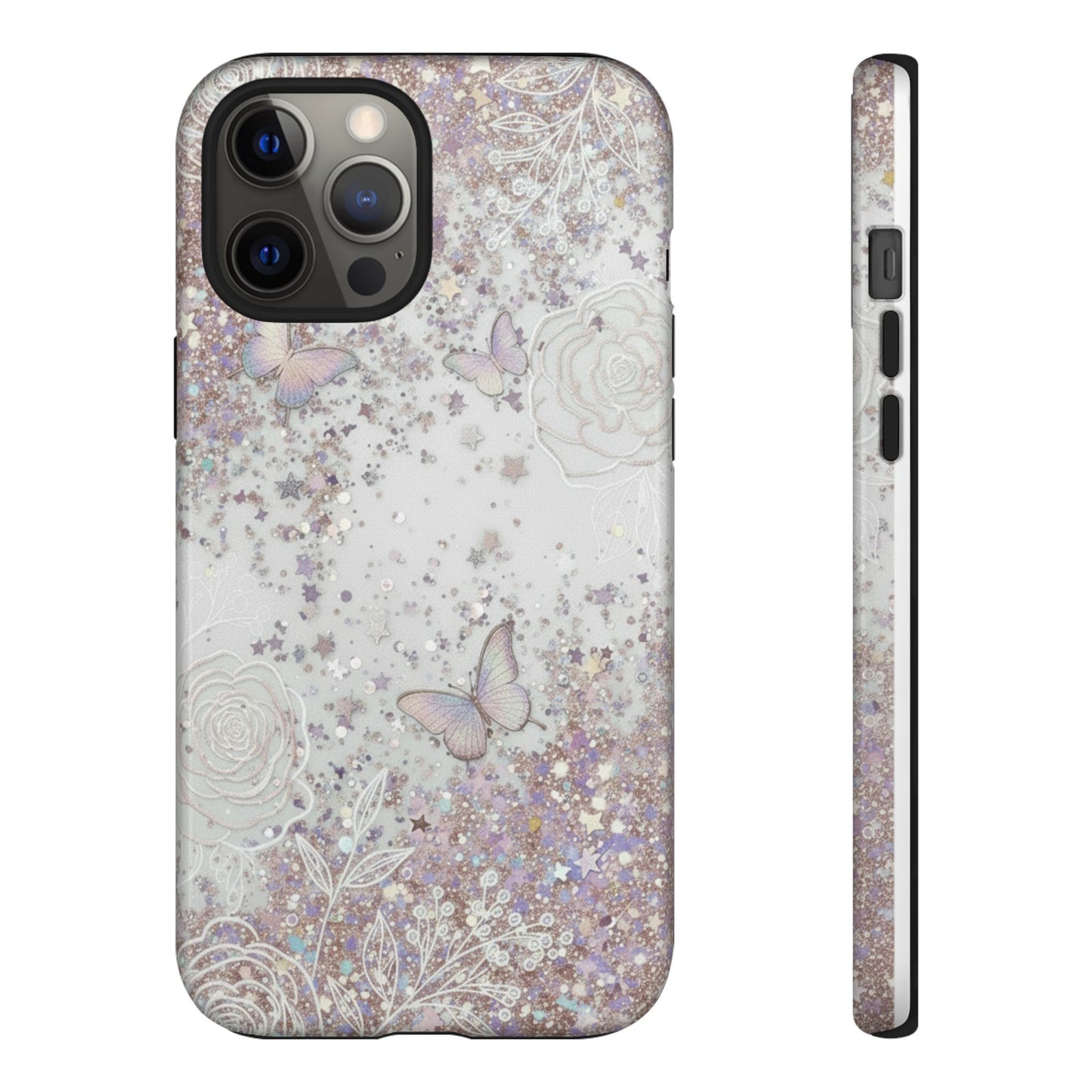 Butterfly Glitter Tough Phone Case — Floral Sparkle Protective Case