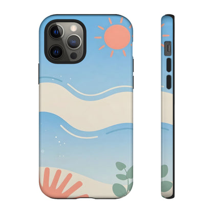 Beach Waves Tough Phone Case — Summer Sun & Seashell Protective Cover