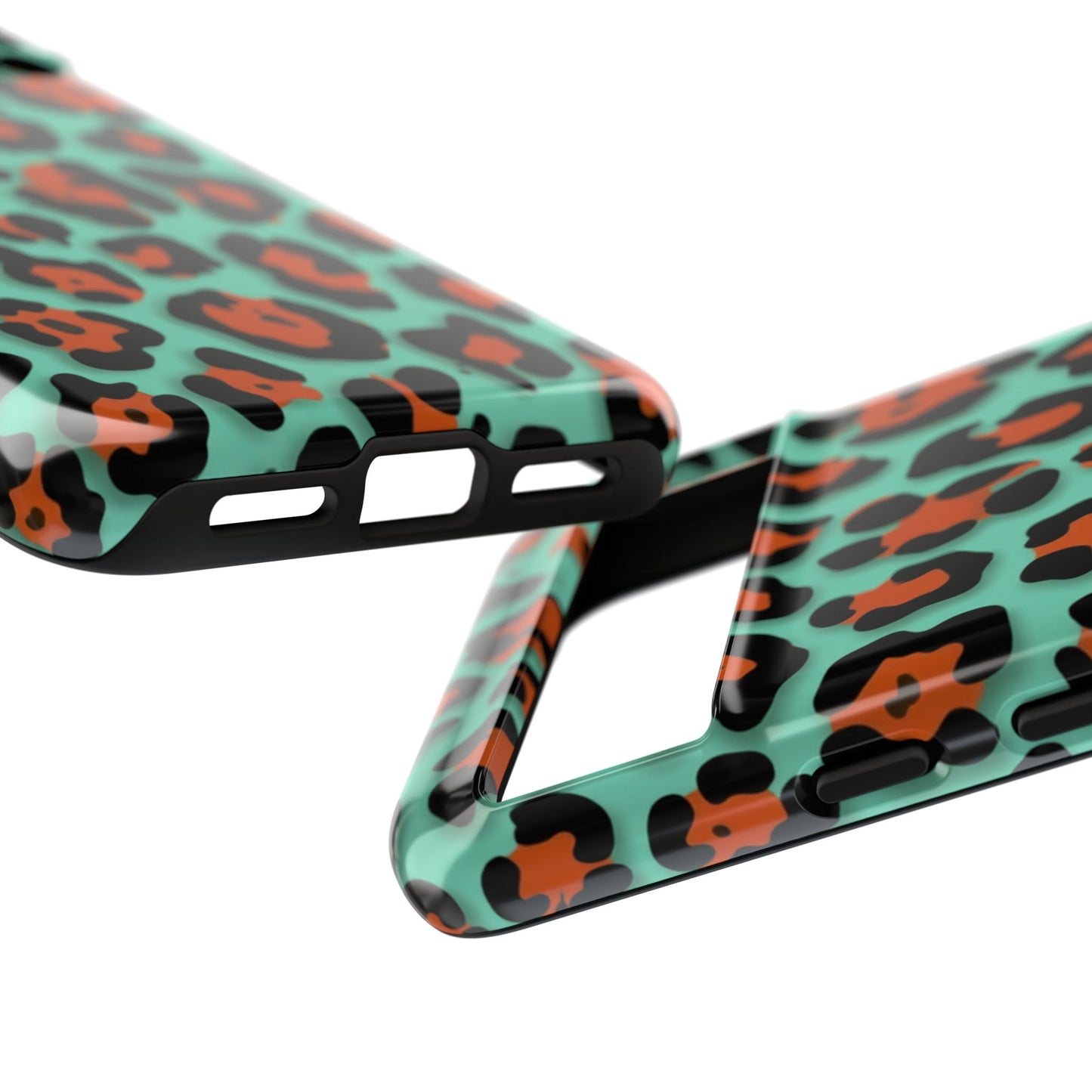 Teal & Rust Leopard Phone Case — Tough Protective Animal Print
