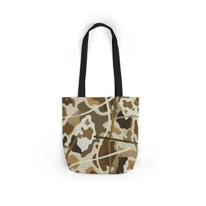 Camo Canvas Tote Bag — Beige Outdoor Pattern with 3 Color Straps