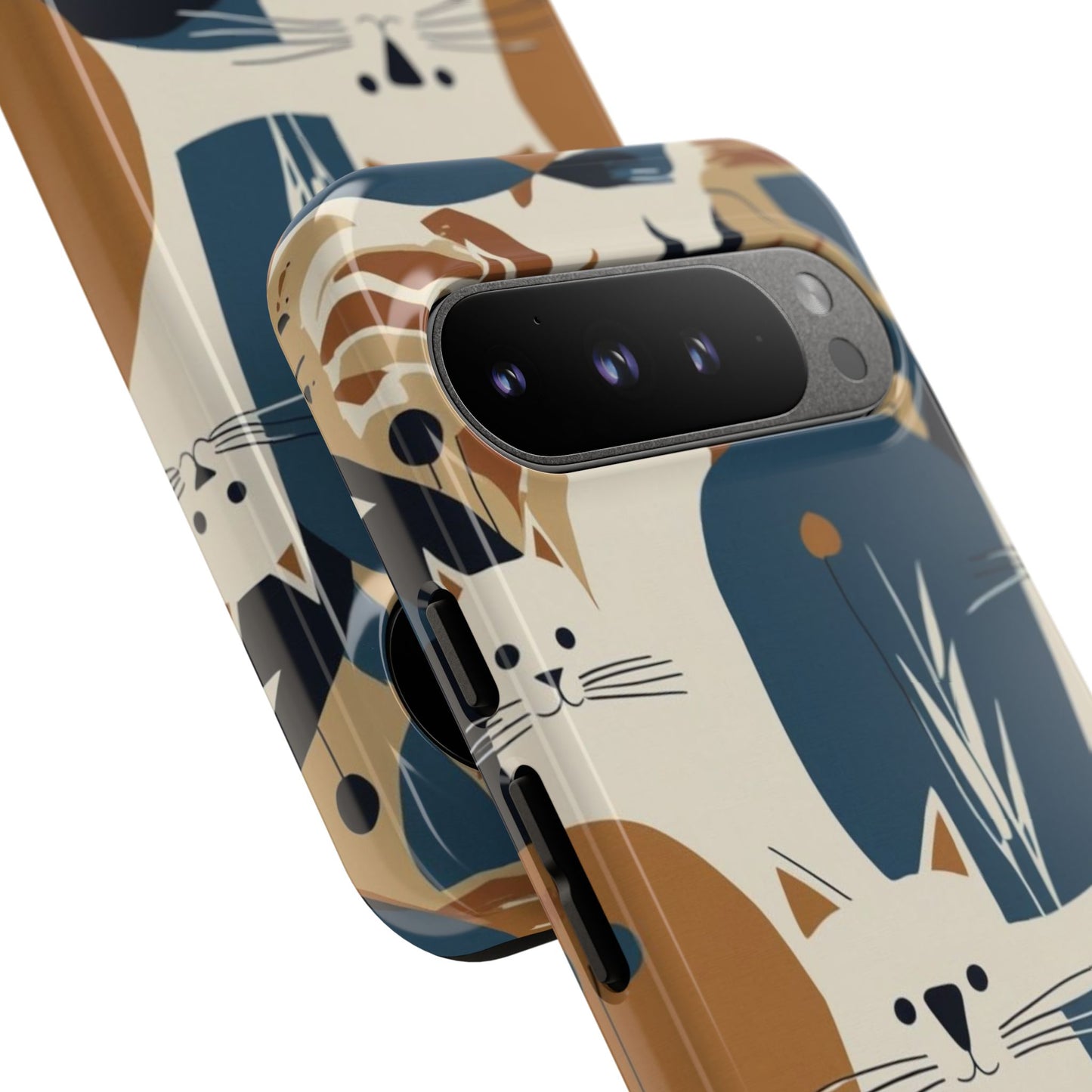 Cat Pattern Phone Case – Retro Abstract Cats Protective iPhone Cover