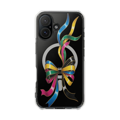 Clear Magnetic Phone Case — Colorful Ribbon Bow Design