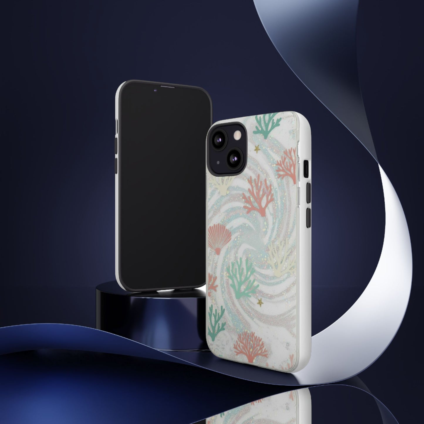 Seafoam Coral Tough Phone Case - Pastel Ocean Wave Design