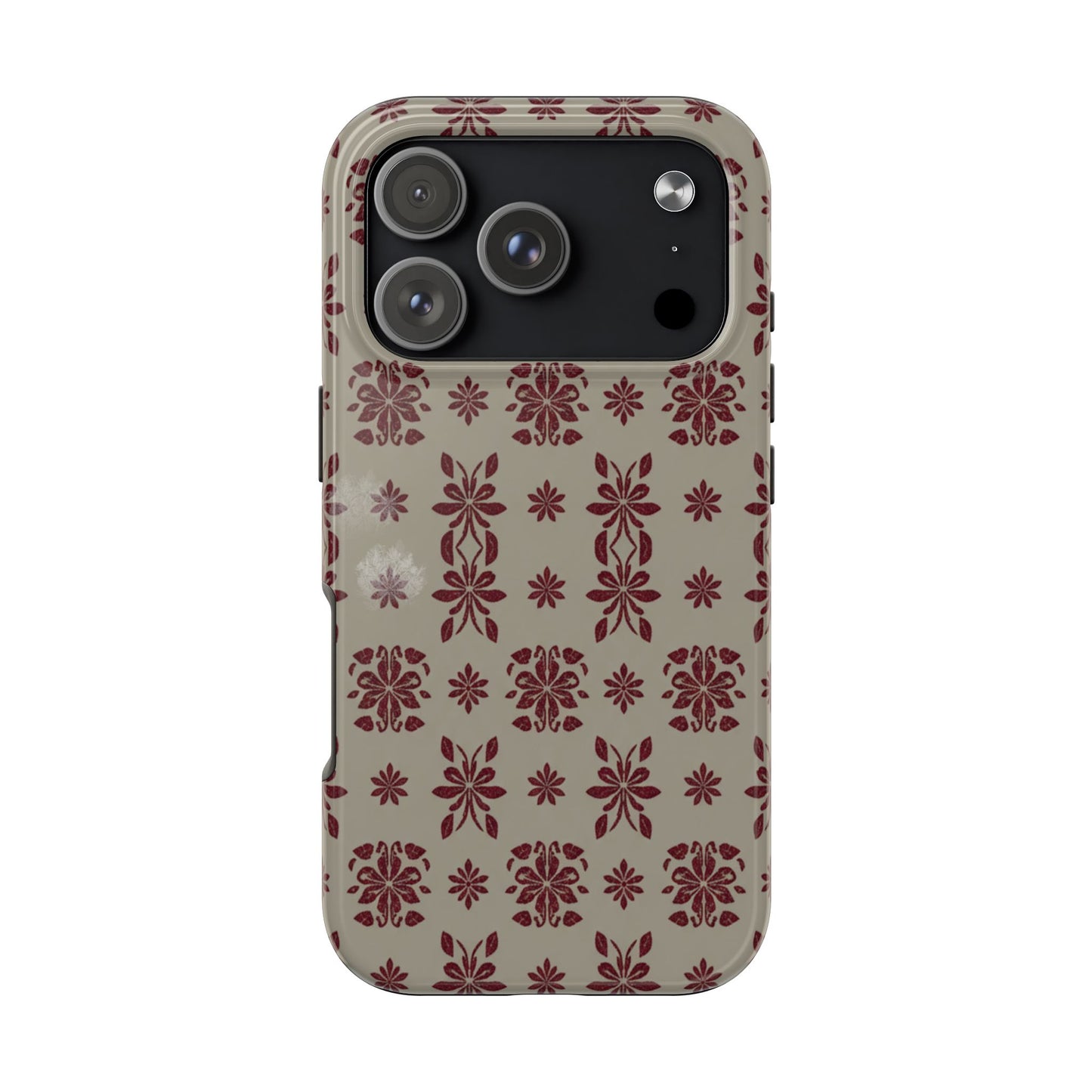 Tough Phone Case — Vintage Red Floral Pattern Protective Cover