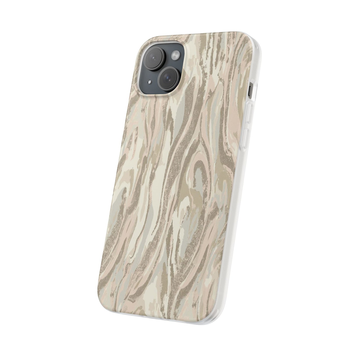Neutral Marble Swirl Flexi Phone Case — Beige Abstract Protective Cover