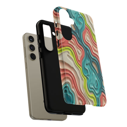 Abstract Contour Phone Case — Colorful Topographic Pattern Tough Case