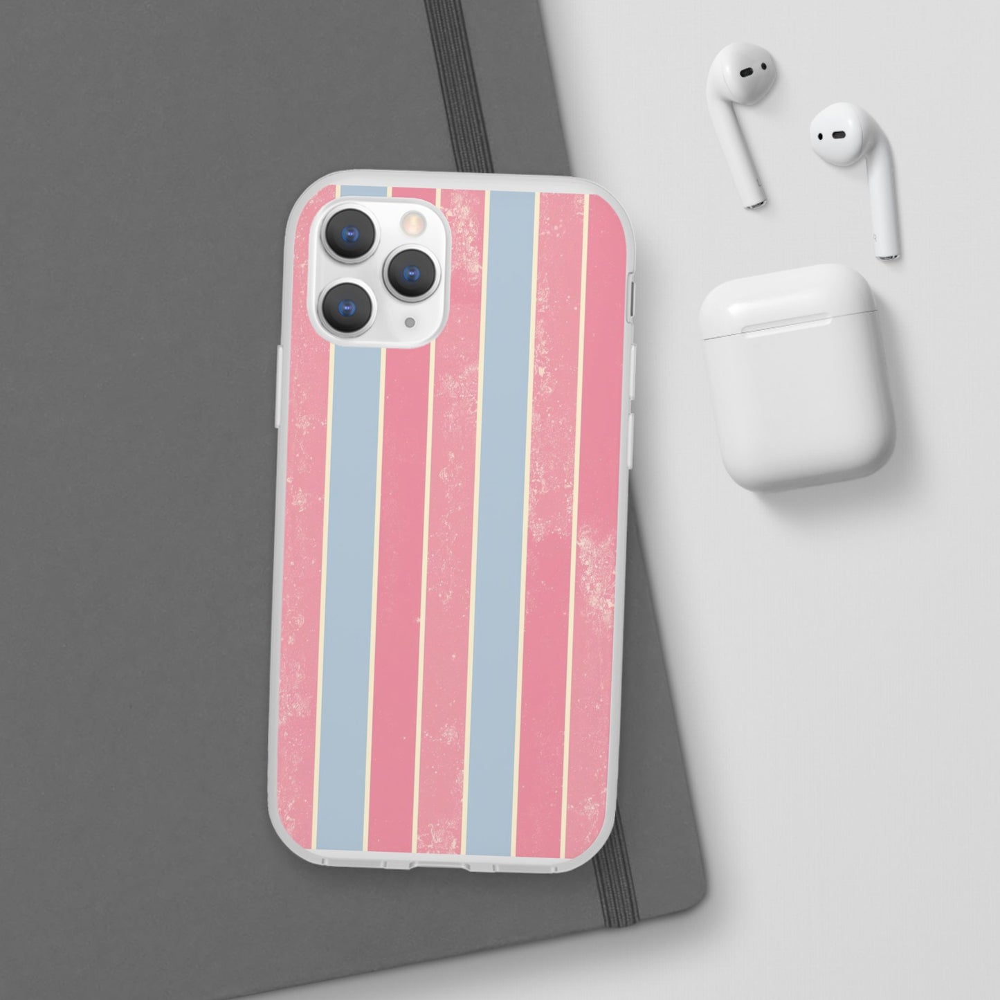 Striped Pink & Blue Phone Case — Retro Pastel Flexi Case