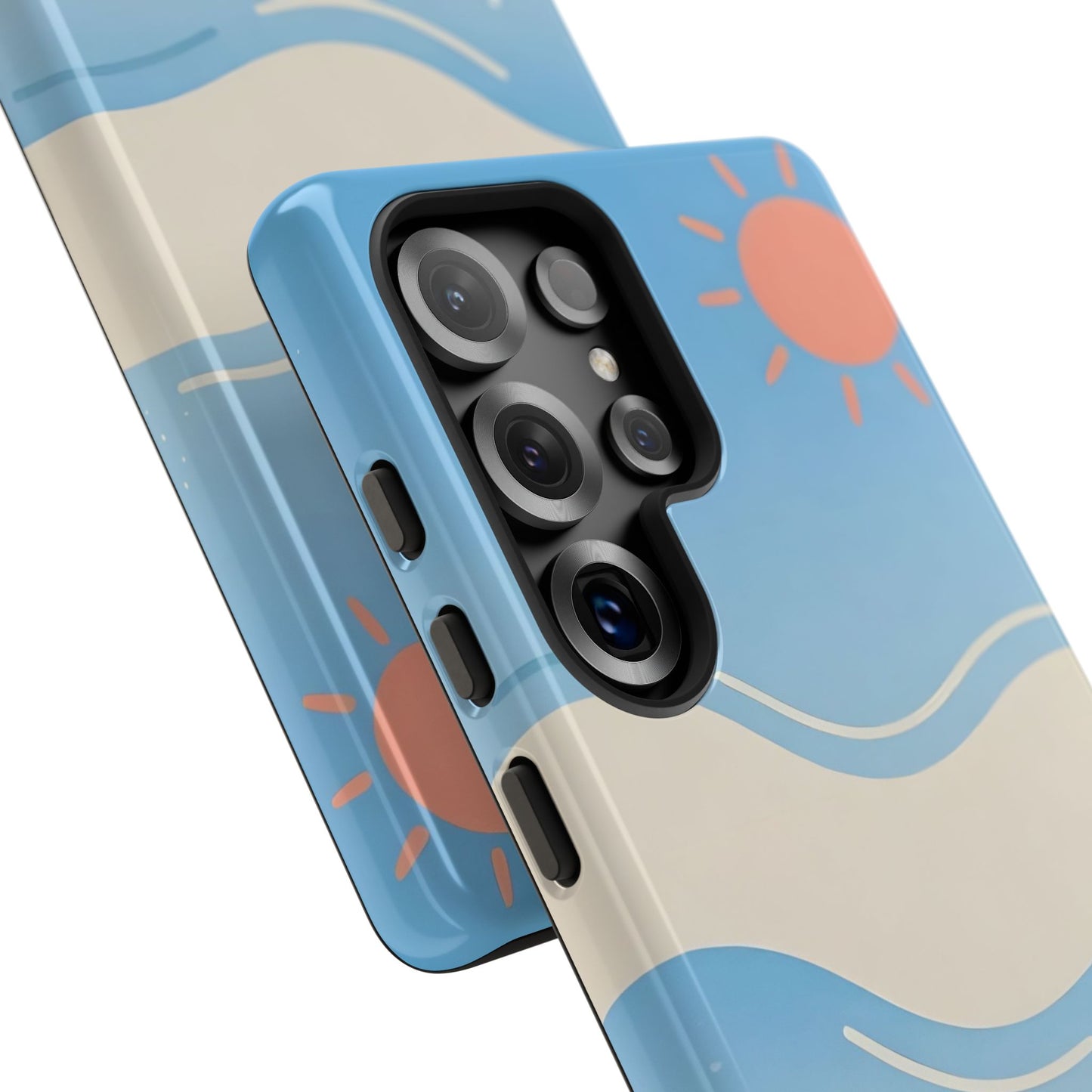 Beach Waves Tough Phone Case — Summer Sun & Seashell Protective Cover