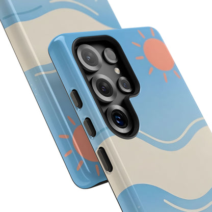 Beach Waves Tough Phone Case — Summer Sun & Seashell Protective Cover