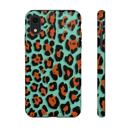 Teal & Rust Leopard Phone Case — Tough Protective Animal Print