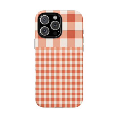 Buffalo Check Tough Phone Case — Orange Gingham Protective Cover