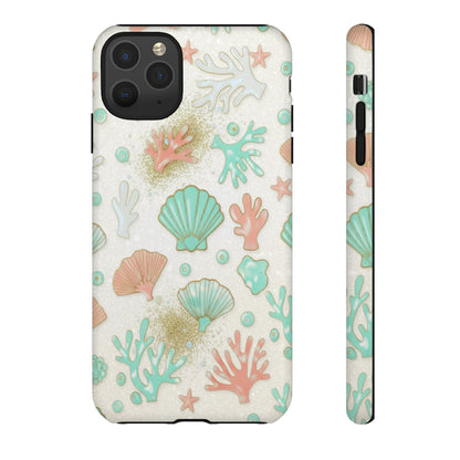 Seashell Coral Phone Case — Pastel Beach Shells Protective Tough Case
