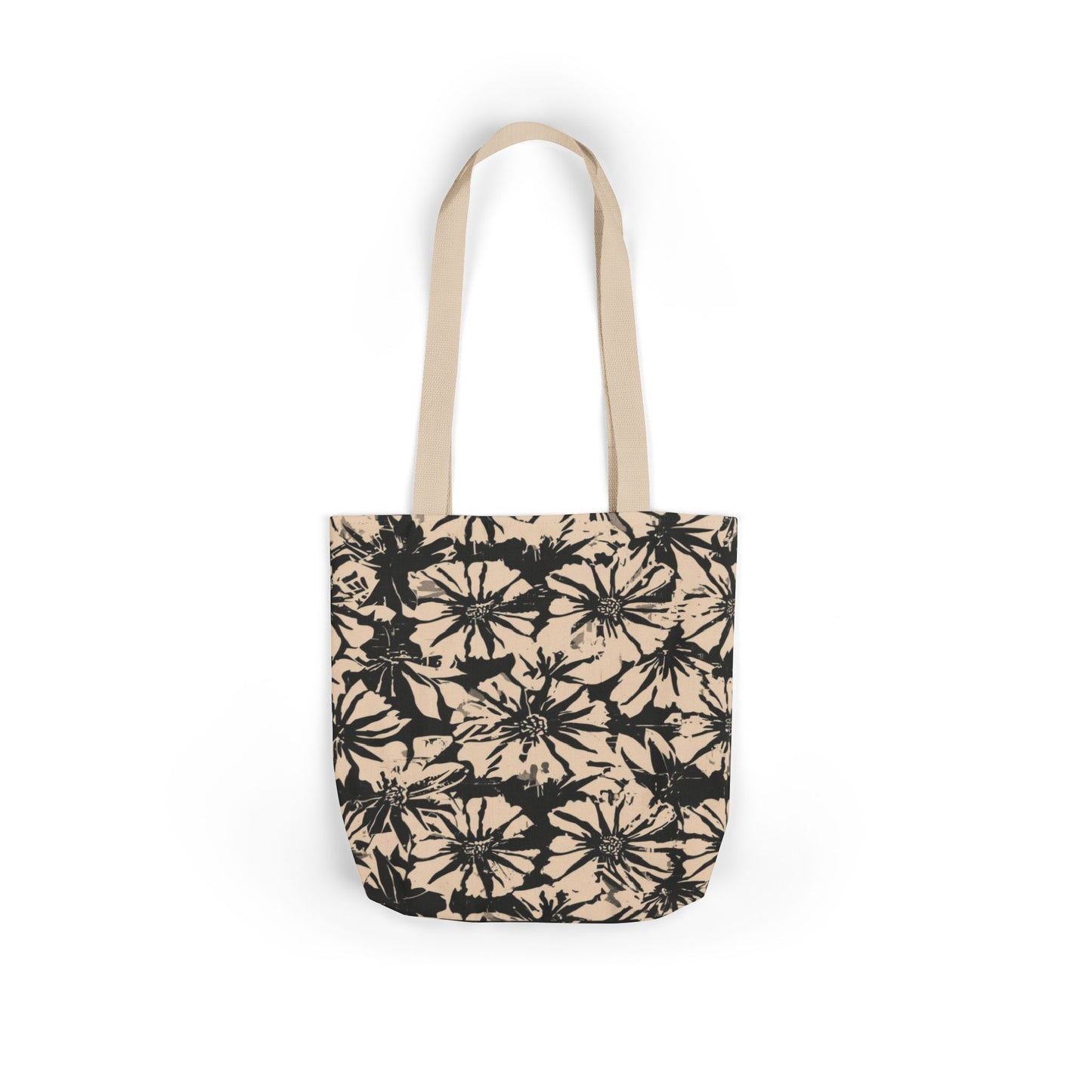 Canvas Tote — Black Floral Tie-Dye Pattern