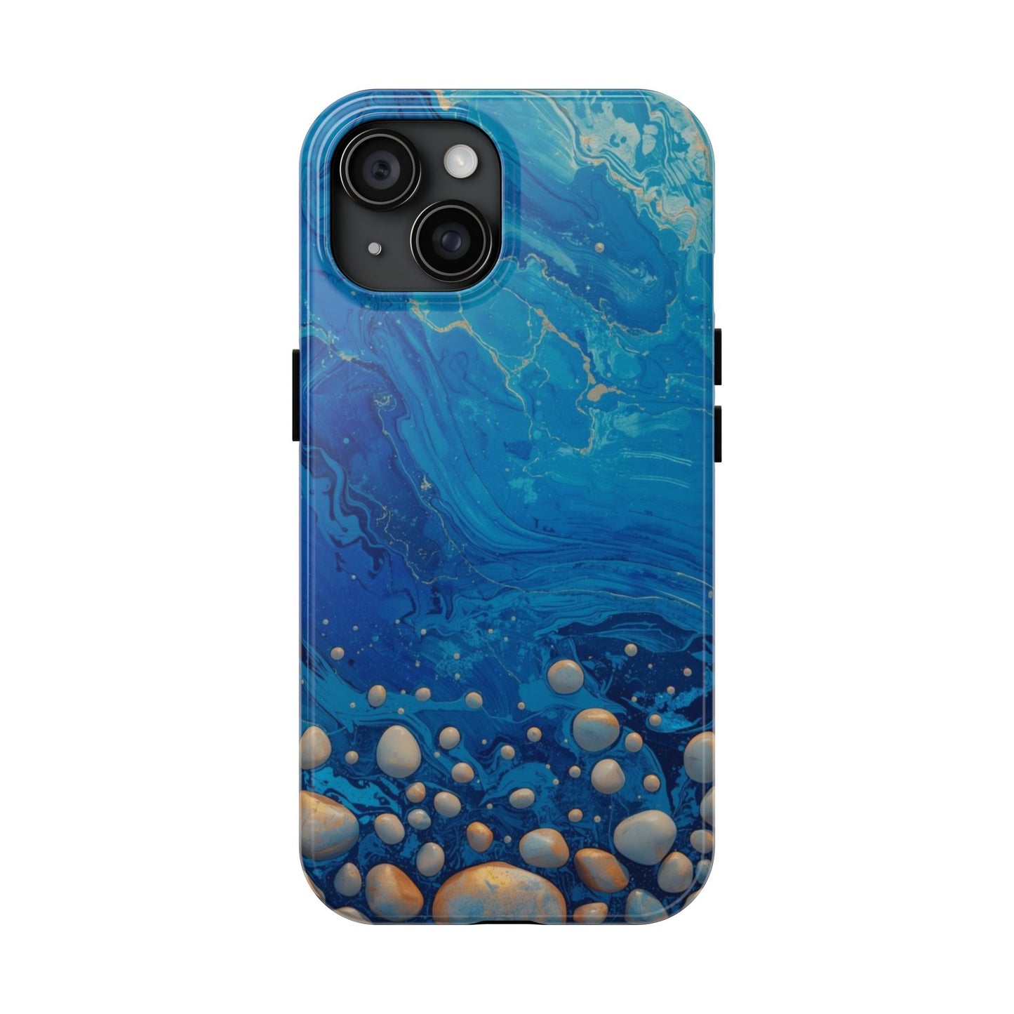 Blue Ocean Pebble Tough Phone Case — Protective Artistic Marble Design