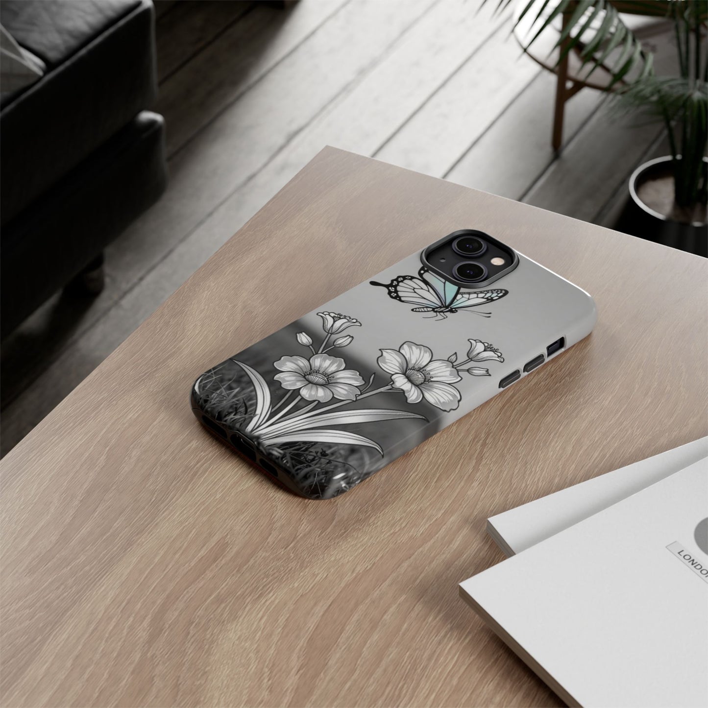 Butterfly & Wildflower Tough Phone Case — Durable Floral Phone Cover