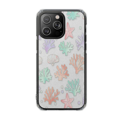 Clear Magnetic Phone Case — Pastel Sea Shell & Starfish Design