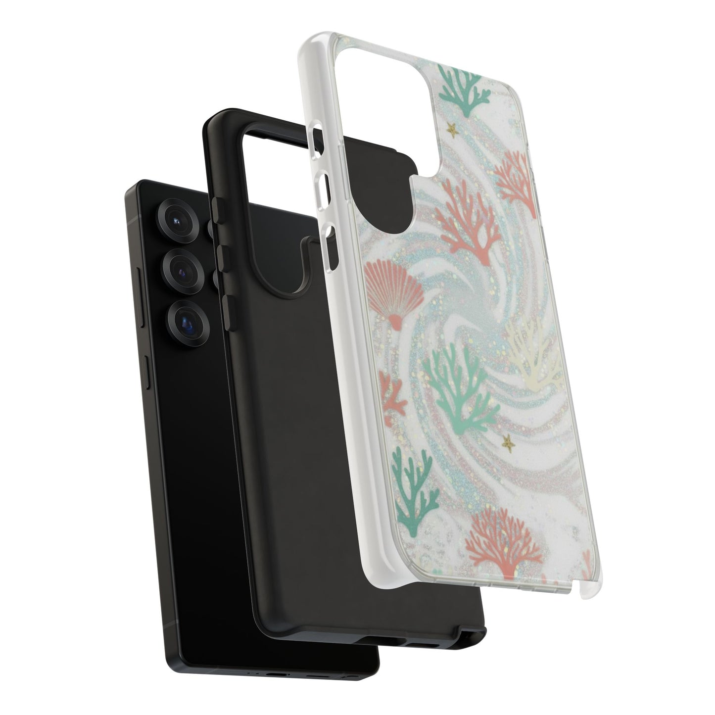 Seafoam Coral Tough Phone Case - Pastel Ocean Wave Design