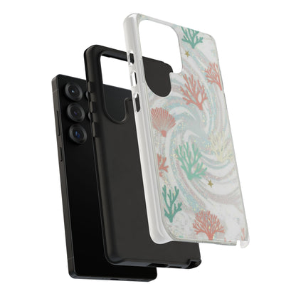 Seafoam Coral Tough Phone Case - Pastel Ocean Wave Design