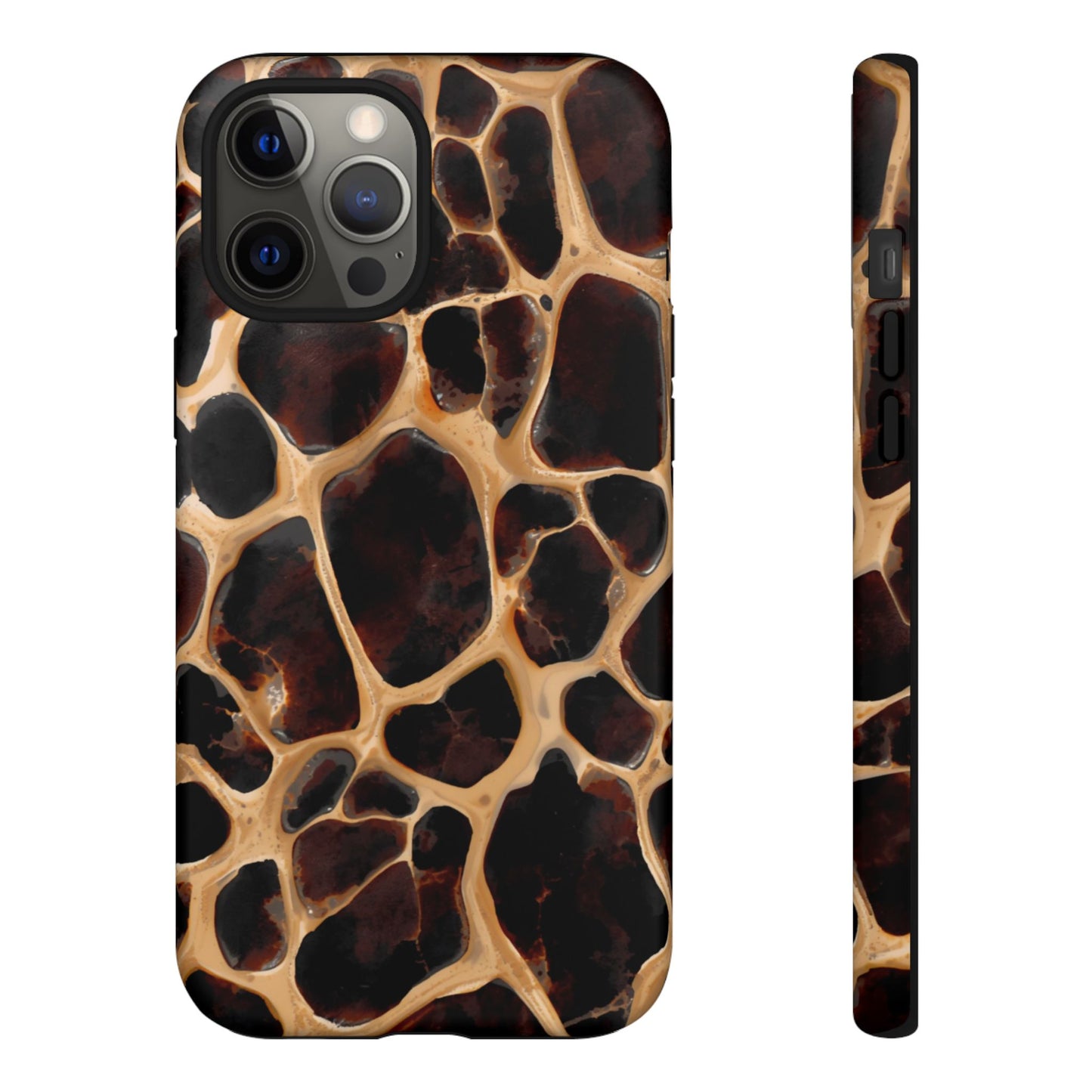Phone Case — Brown Leather Dot Texture Rugged Protective Cover