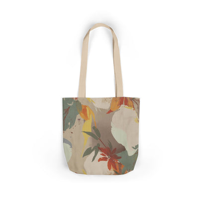 Floral Abstract Canvas Tote — Earth Tones Everyday Bag