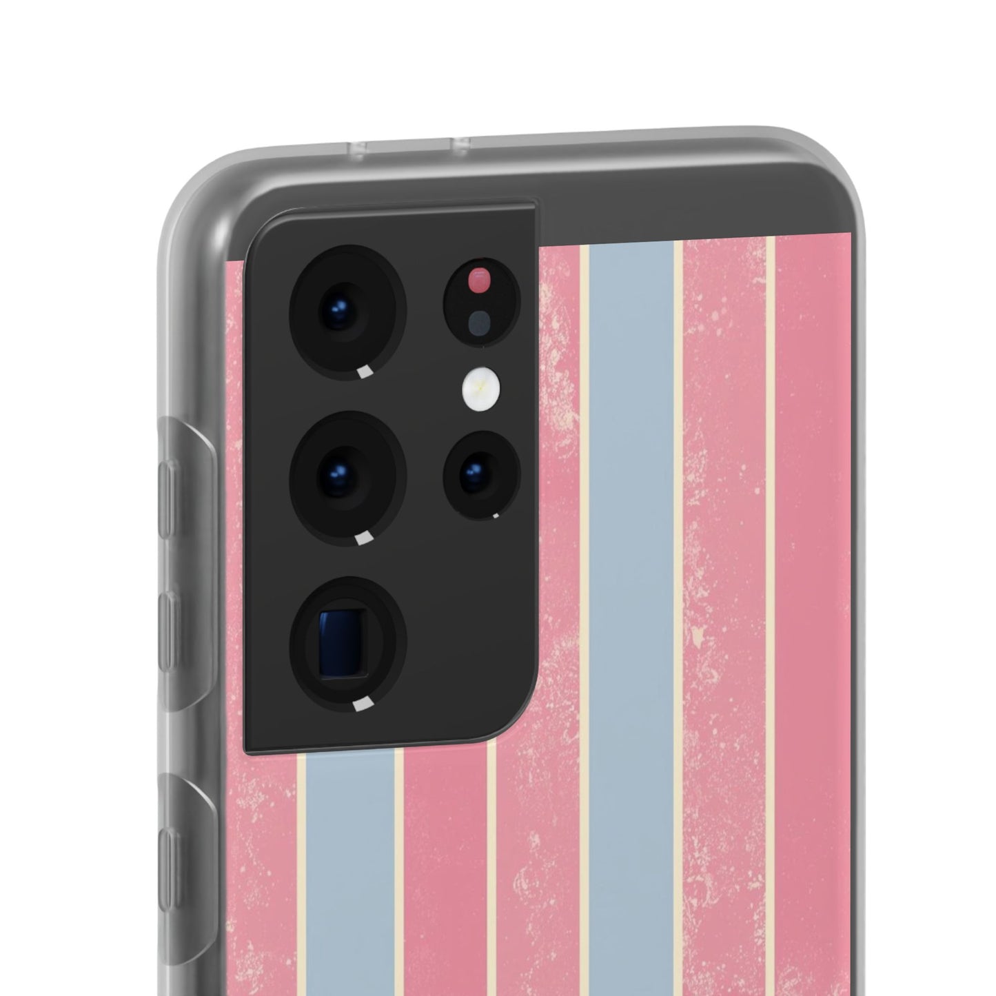 Striped Pink & Blue Phone Case — Retro Pastel Flexi Case