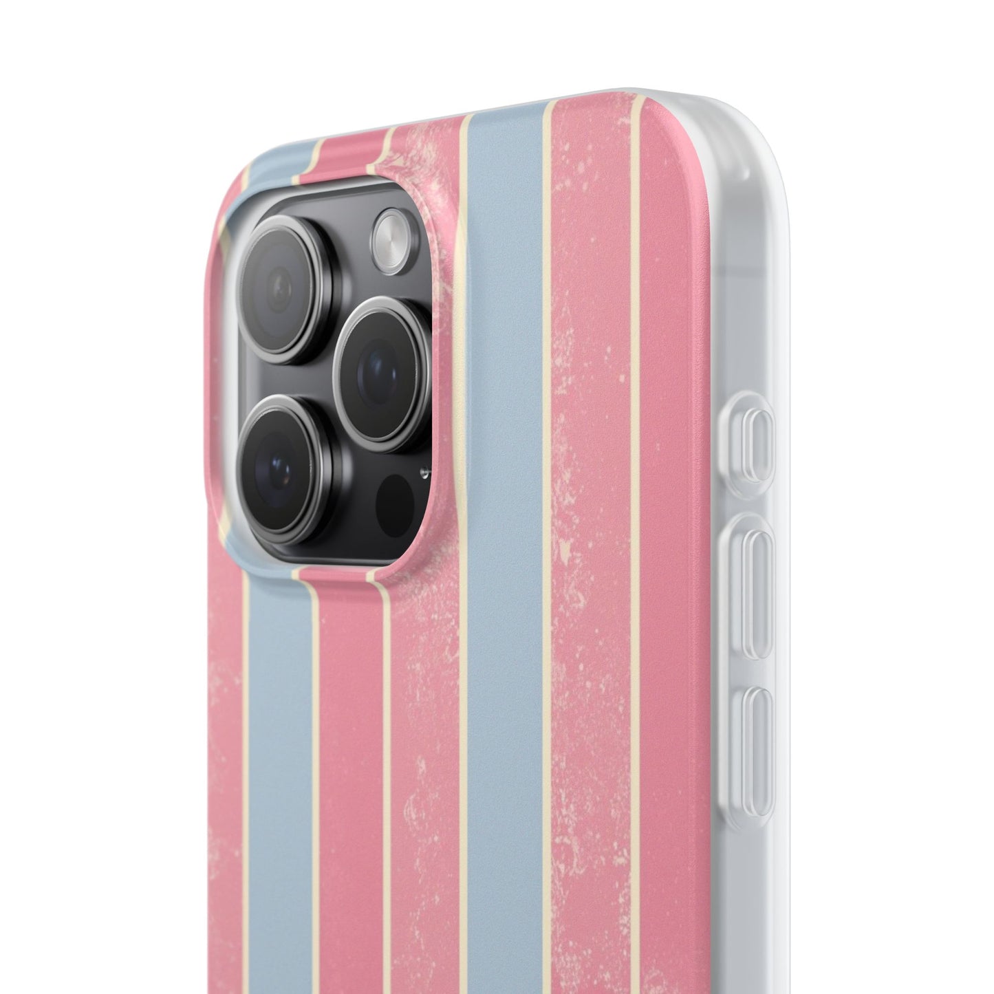 Striped Pink & Blue Phone Case — Retro Pastel Flexi Case
