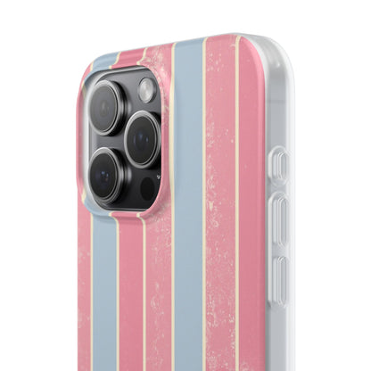 Striped Pink & Blue Phone Case — Retro Pastel Flexi Case