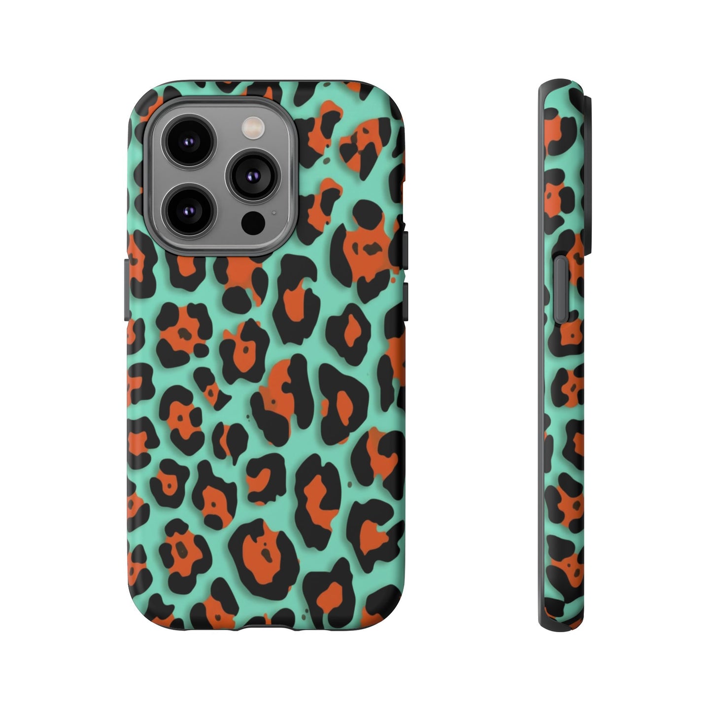 Teal & Rust Leopard Phone Case — Tough Protective Animal Print
