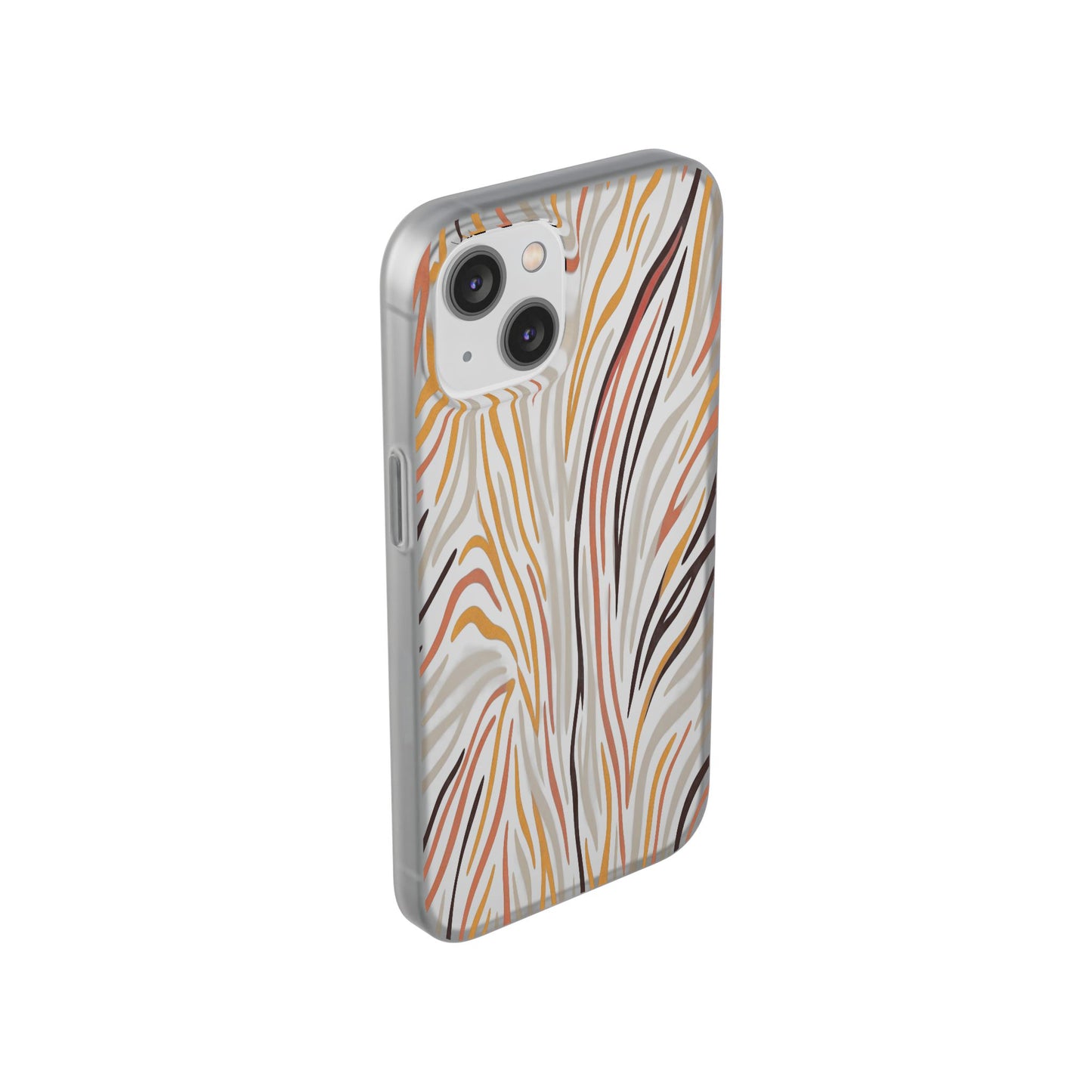 Marbled Neutral Stripe Phone Case — Abstract Beige & Terracotta Flexi Case
