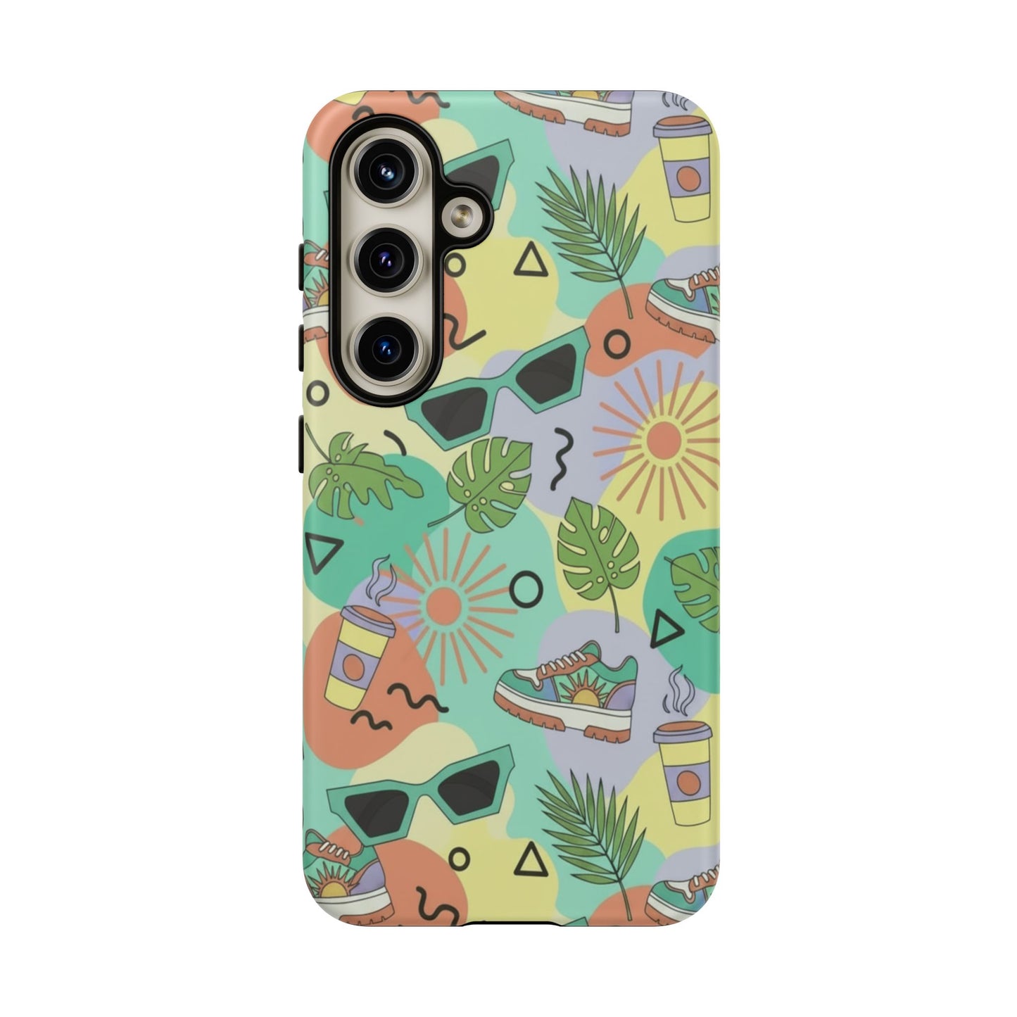 Tropical Summer Phone Case — Retro Sunglasses, Sneakers & Palm Pattern
