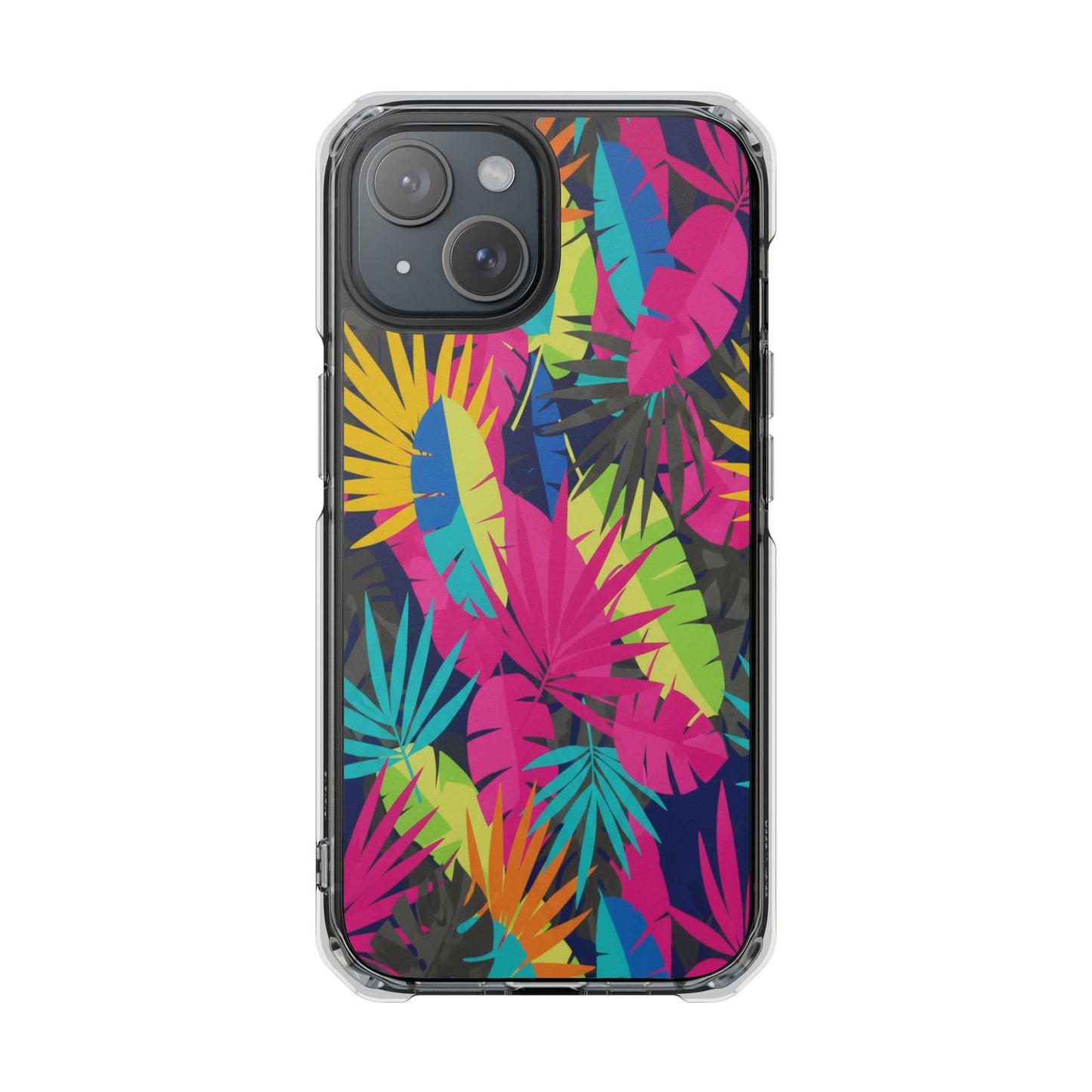 Tropical Neon Leaves Phone Case — Clear Magnetic Impact Case