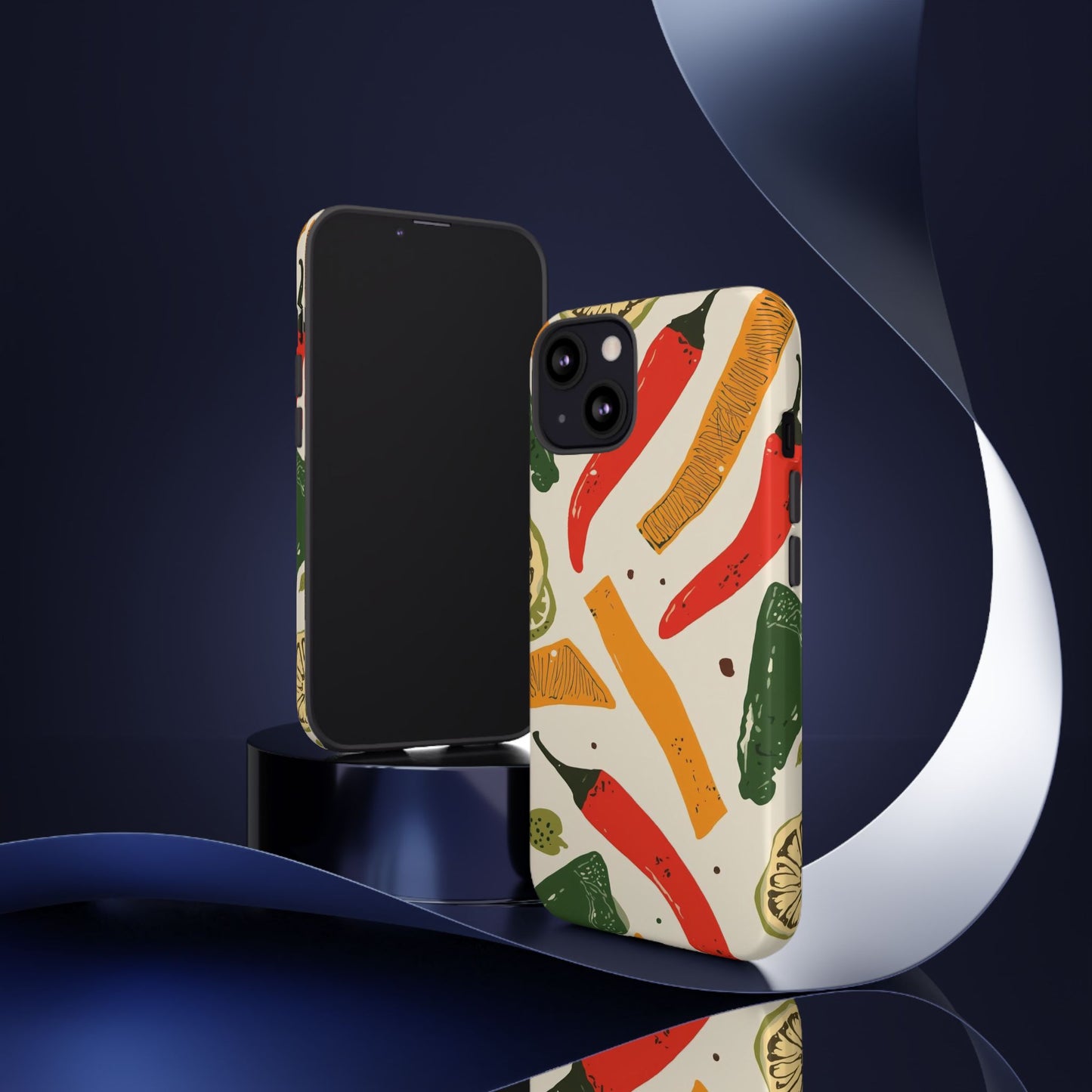 Spicy Peppers Phone Case – Colorful Chili, Lime & Citrus Pattern