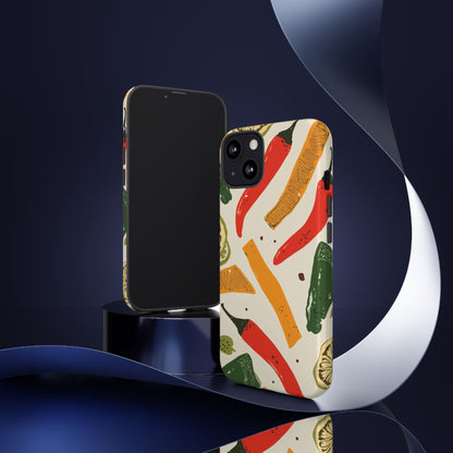 Spicy Peppers Phone Case – Colorful Chili, Lime & Citrus Pattern