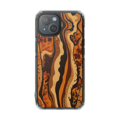 Amber Swirl Magnetic Clear Impact Phone Case — Protective Clear Case with Abstract Woodgrain Design