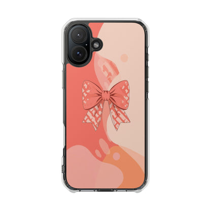 Clear Magnetic Phone Case — Pink Bow Design