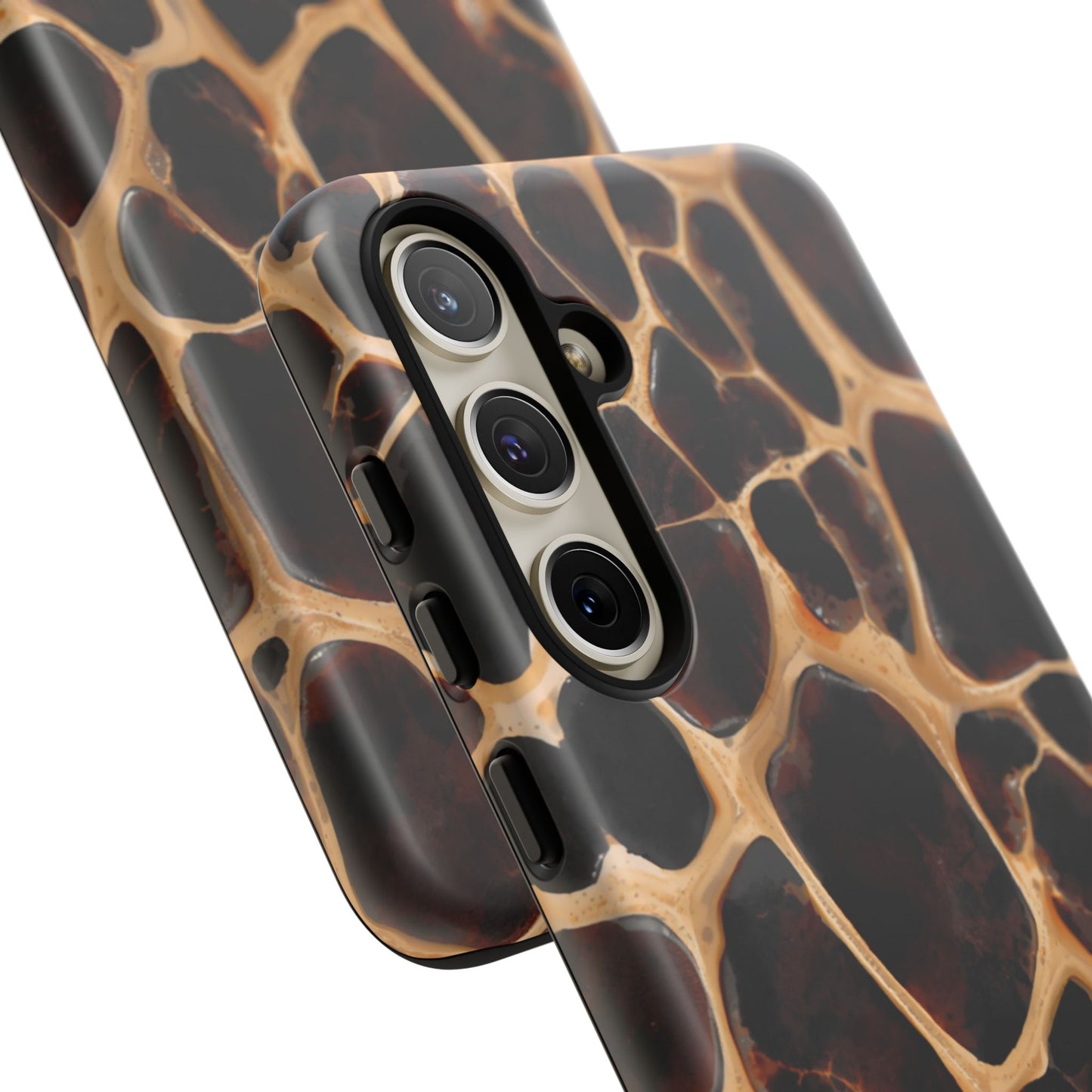 Phone Case — Brown Leather Dot Texture Rugged Protective Cover