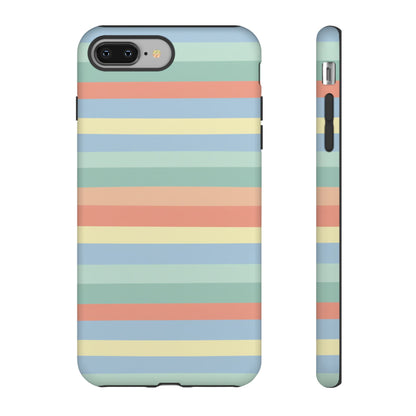 Pastel Striped Phone Case — Retro Horizontal Multi-Color Tough Case