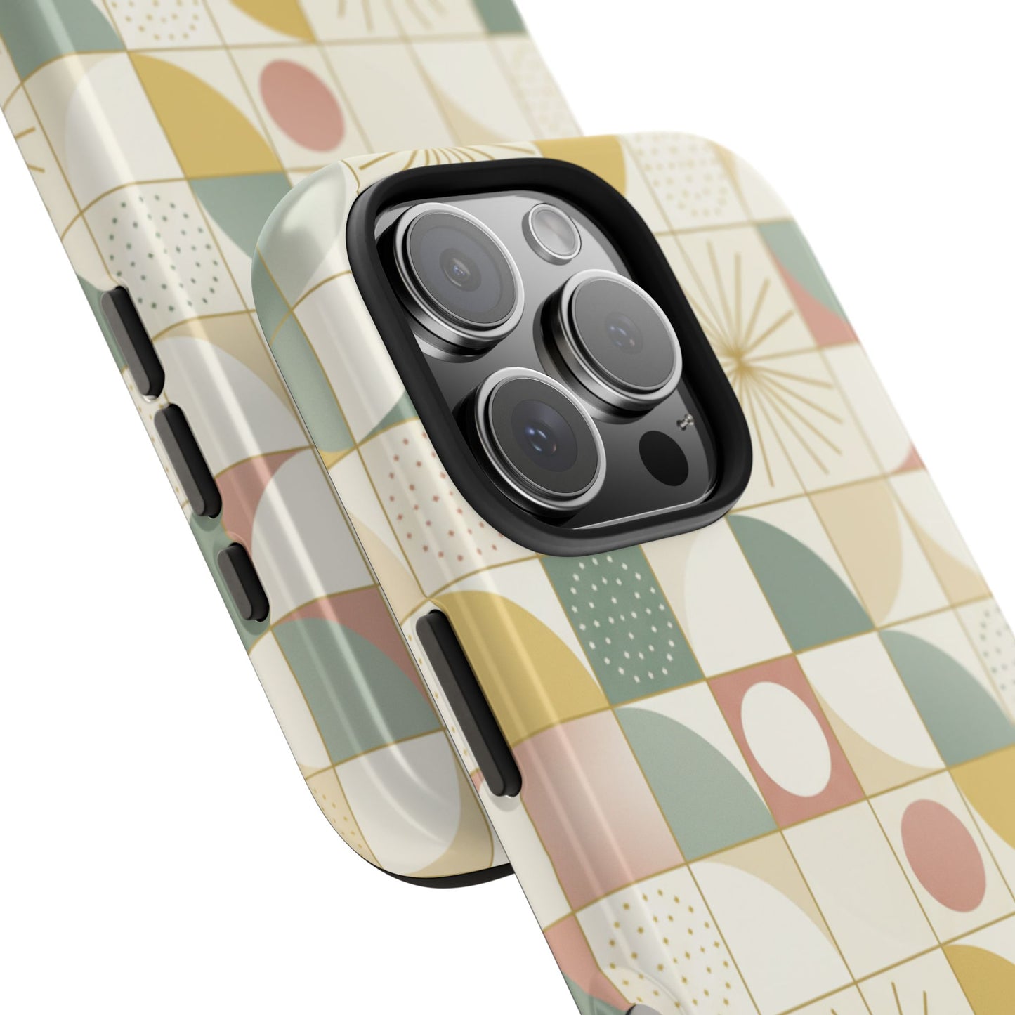 Retro Geometric Tough Phone Case — Pastel Midcentury Pattern