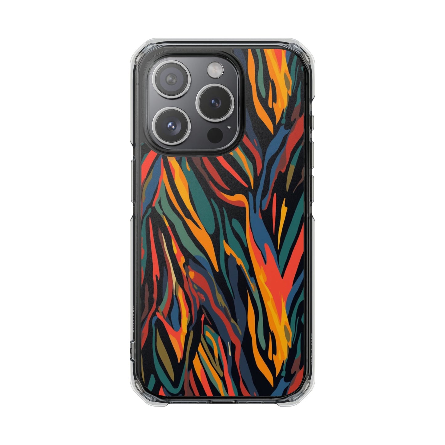 Clear Magnetic Phone Case — Abstract Flame Zebra Art