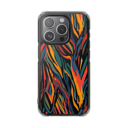 Clear Magnetic Phone Case — Abstract Flame Zebra Art