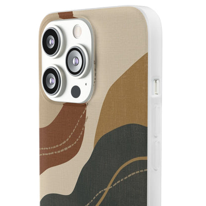 Abstract Earth Tone Phone Case — Boho Wavy Flexi Case
