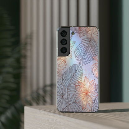 Floral Holographic Phone Case — Iridescent Leaves & Flowers Flexi Case