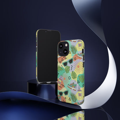 Tropical Summer Phone Case — Retro Sunglasses, Sneakers & Palm Pattern