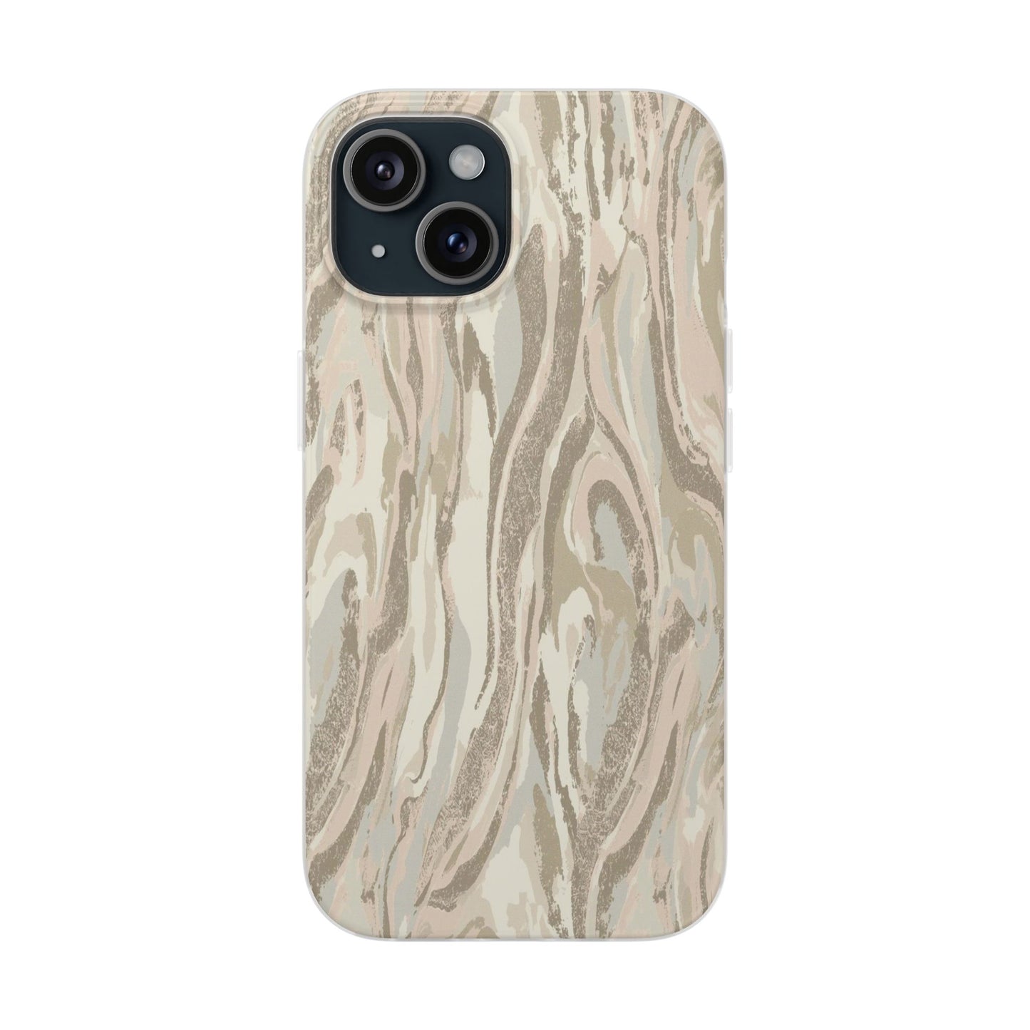 Neutral Marble Swirl Flexi Phone Case — Beige Abstract Protective Cover