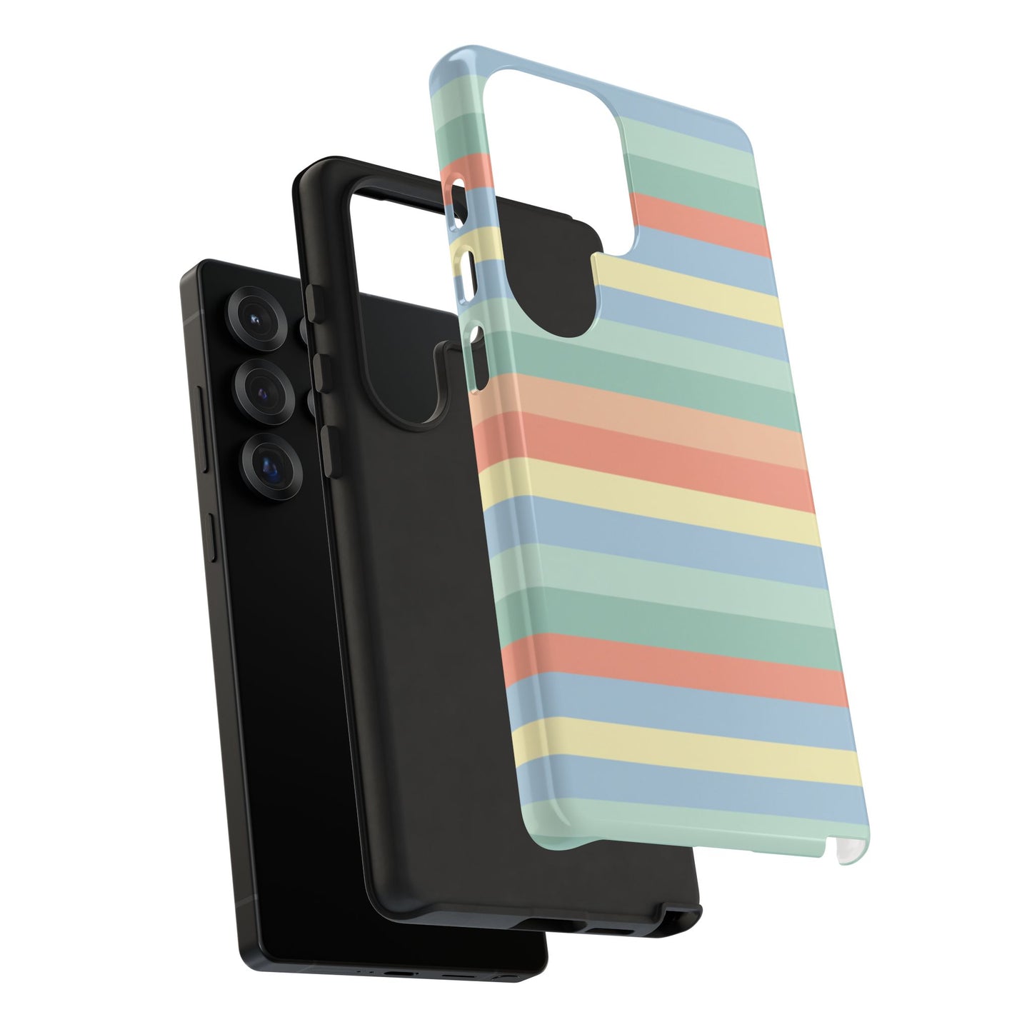 Pastel Striped Phone Case — Retro Horizontal Multi-Color Tough Case