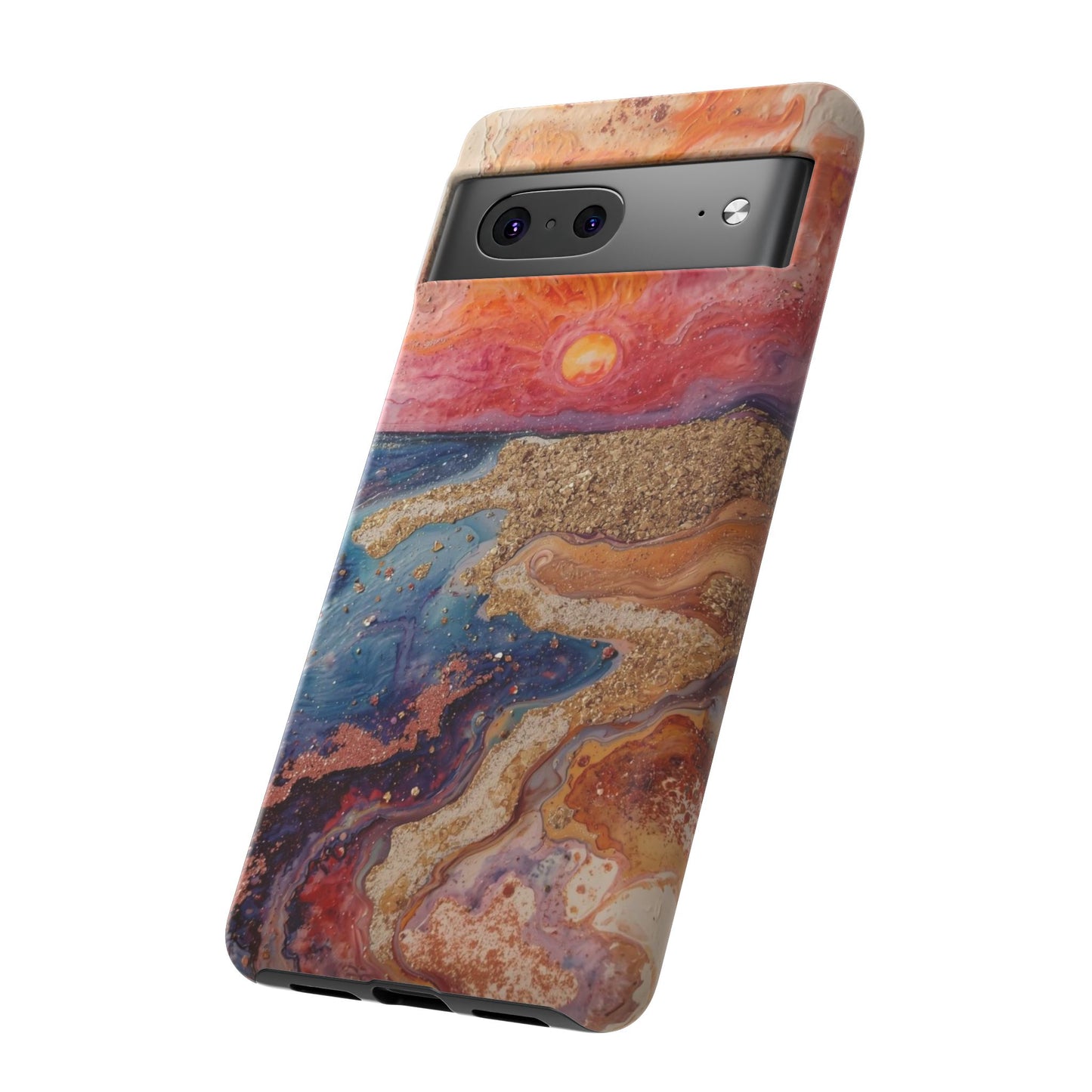 Sunset Coast Phone Case — Colorful Abstract Beach Art Tough Case